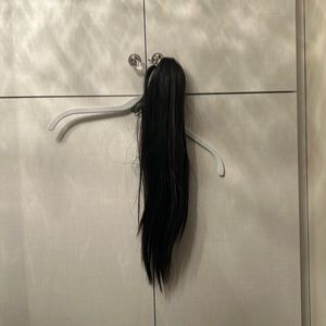 Dark Brown Claw Clip Straight Ponytail Synthetic